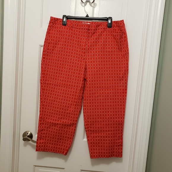 Talbots Red & White Crop Style Cotton Pants Size 16, Comfy, Casual - Picture 1 of 5